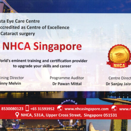 Accredited as Centre of Excellence for Refractive and Cataract Surgery